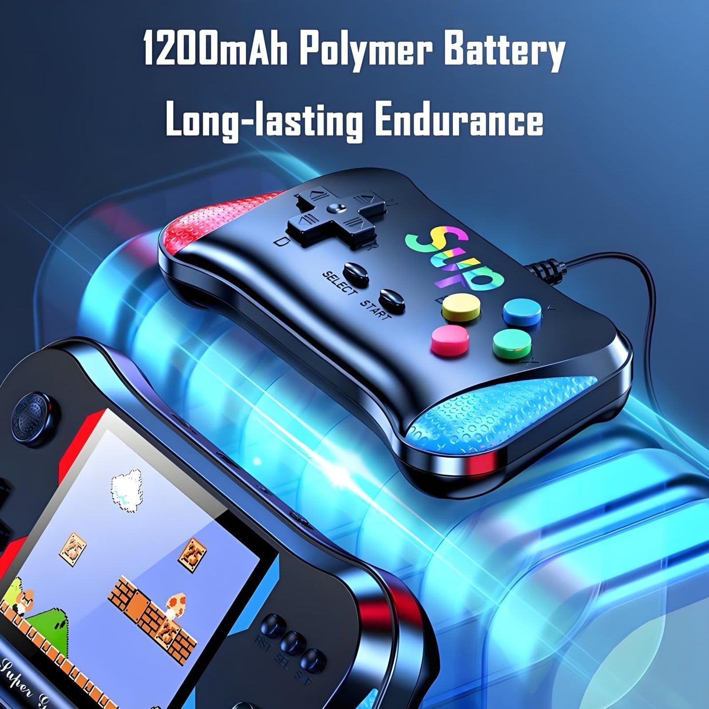 SUP Retro Handheld Game Console, 500 Classic Games, 3.5'' LCD Screen Handheld Video Game Console, Support 2 Players and TV Connection, Classic Fun for All Age (Black)