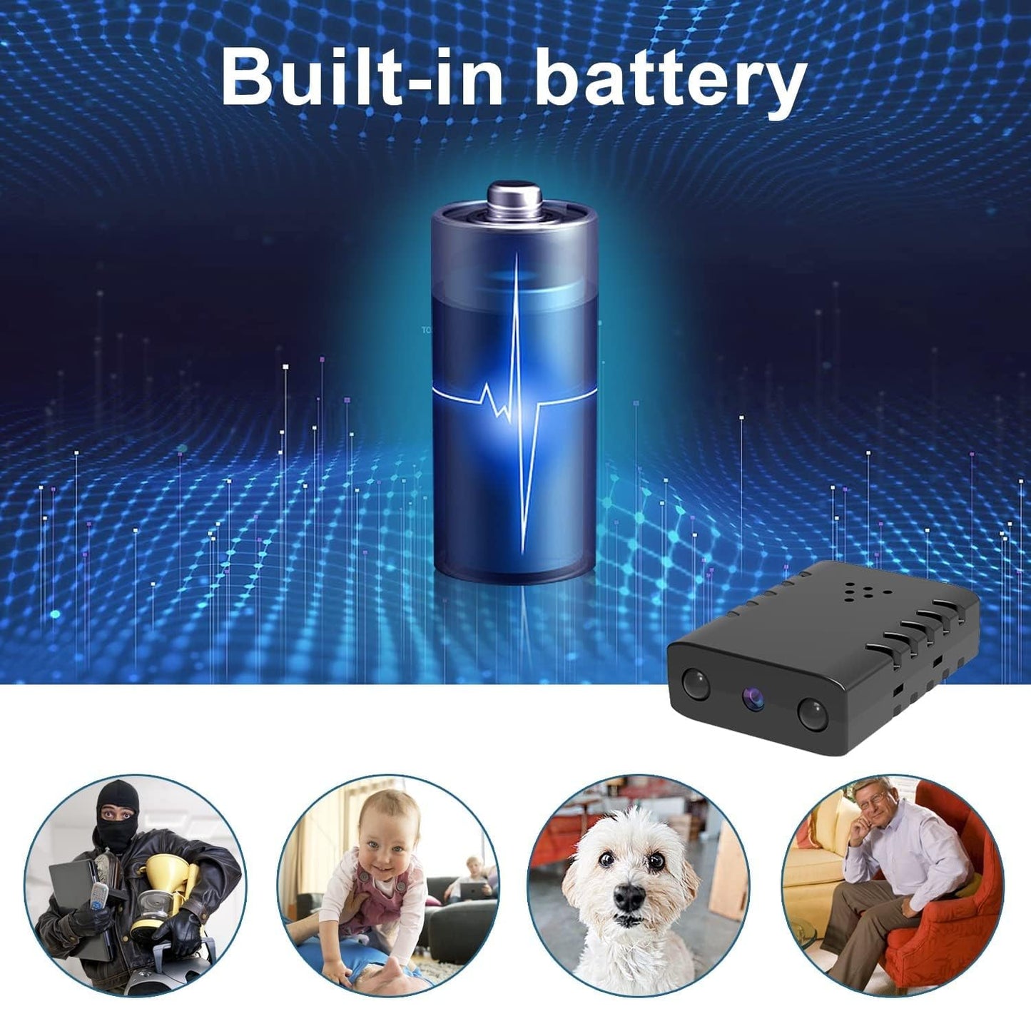 Rettru Smallest WiFi Video Cameras,1.5 Hours Battery, HD 1080P Security Personal Video recorders Webcams, Portable Surveillance with Night Vision, AI Human Motion-Activated Cameras, Remote Viewing.