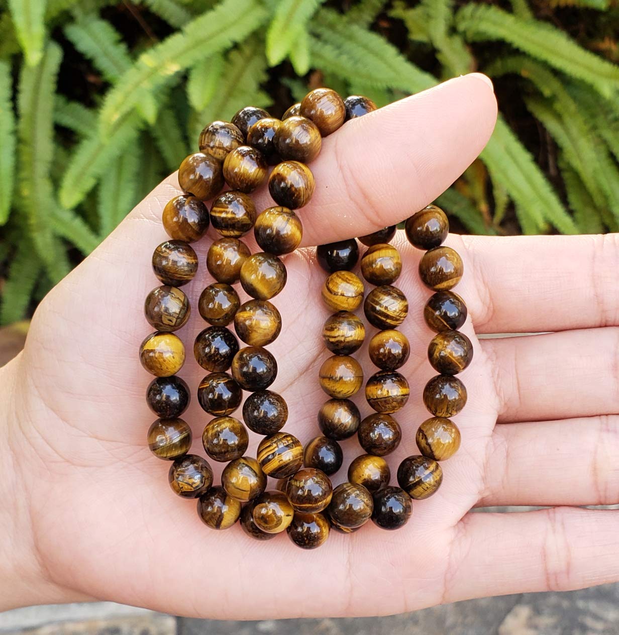 Adabele Real Natural Golden Yellow Tiger's Eye Bracelet 8.5 inch Stretch Gemstone Beaded Bracelet Chakra Healing Crystal Stone J