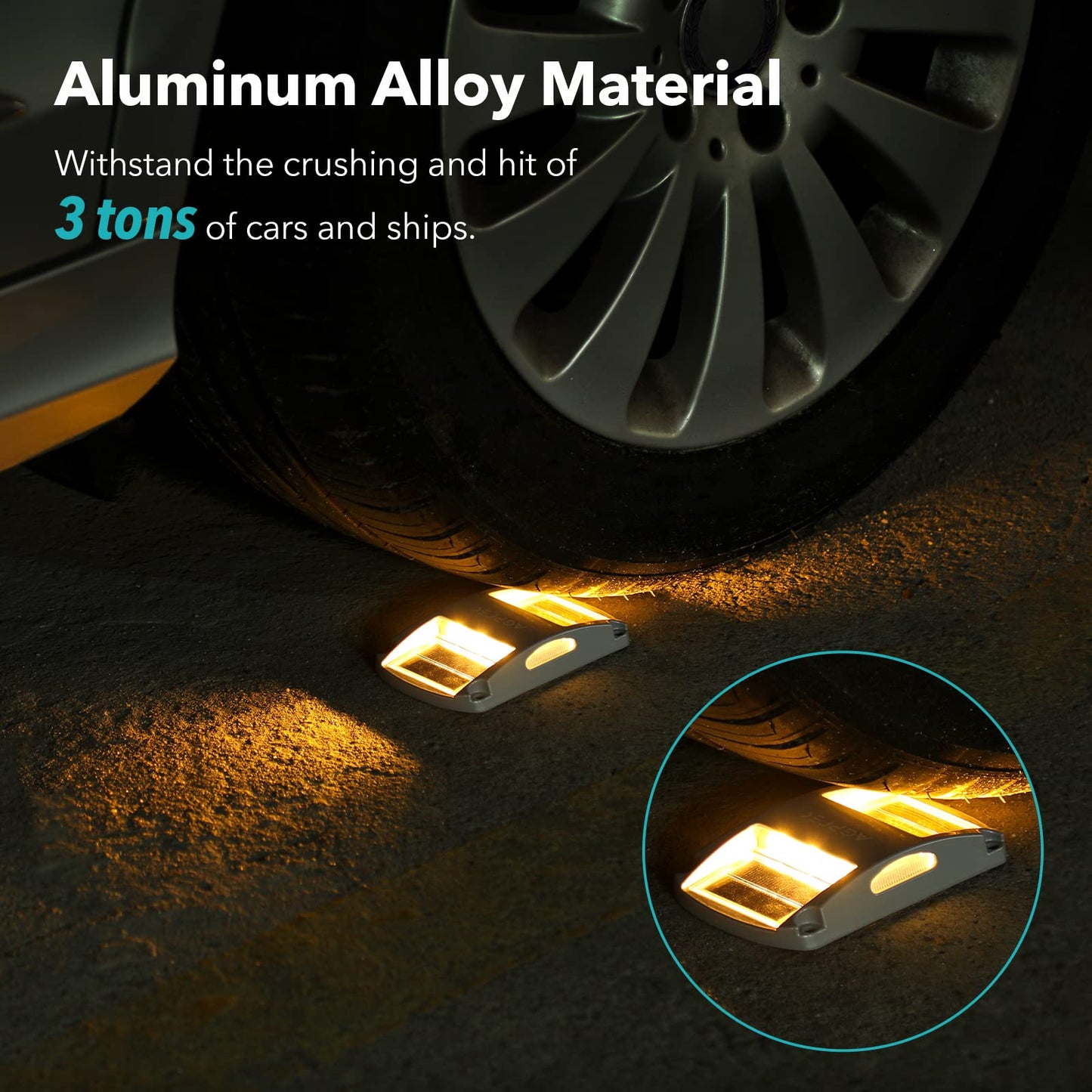 Agptek Solar Driveway Lights 20 Pack  Outdoor Deck Dock Marine Led Solar Powered Waterproof Driveway Marker Lights For Warning Step  Sidewalk  Pathway  Garden  Yard (Warm White)