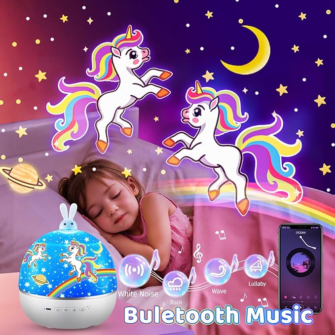 One Fire Dinosaur Night Light Projector, with 15 Films & Bluetooth Music and Remote-Controlled Dino Night Light, Rechargeable Star Projector for Kids, Dino Decor Dinosaur Gifts for Boys.