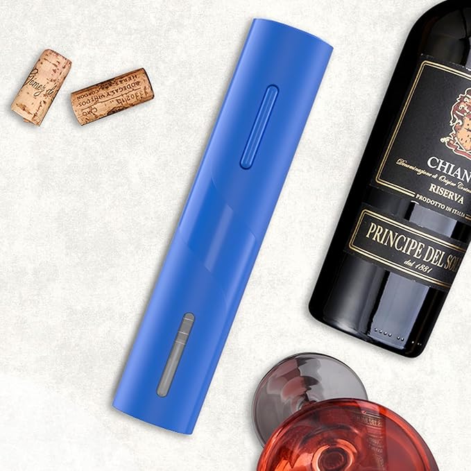 COKUNST Electric Wine Opener, Battery Operated Corkscrew with Wine Bottle Cutter for Wine Lovers, Blue