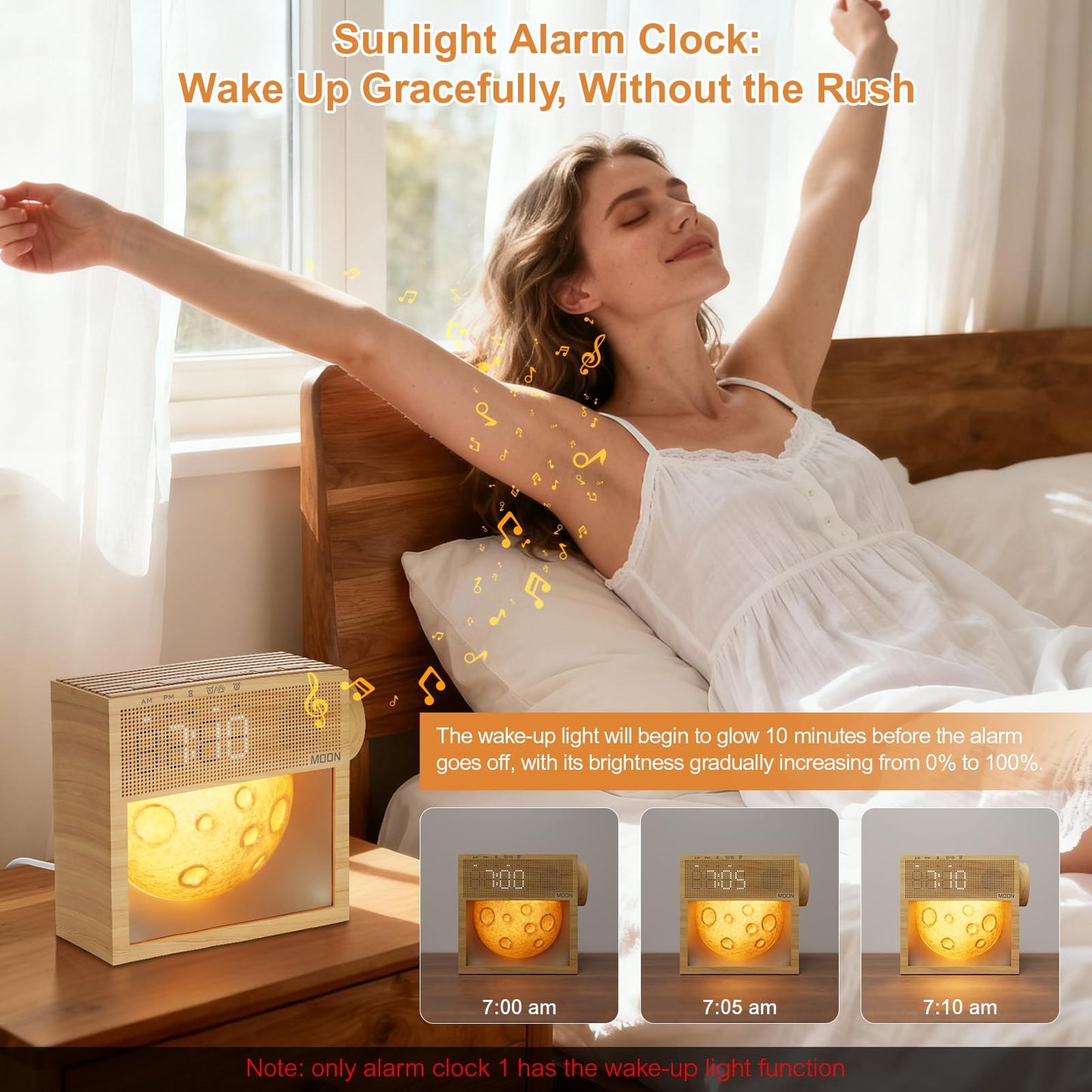 Sound Machine Sunrise Alarm Clock & Gentle Wake-Up Light, 20 Natural White Noise Sound Machine for Sleeping, Dual Alarms, Snooze, Timer, Dimmable Moon Lamp for Bedroom Bedside, Better Sleep Gifts