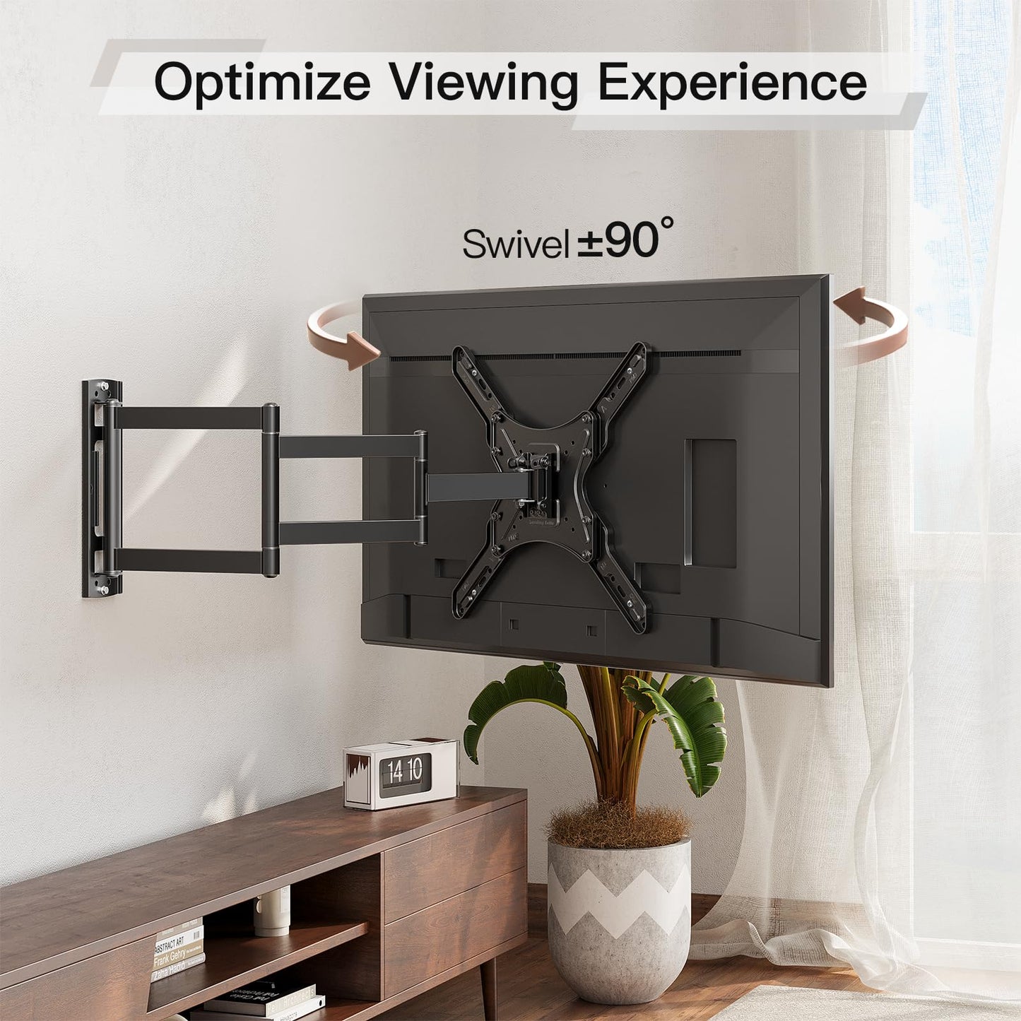 ELIVED Long Arm TV Wall Mount for Most 26-65 Inch TVs, 37.4 Inch Long Extension TV Mount Swivel and Tilt, Max VESA 400x400mm, Full Motion Wall Mount tv Bracket Holds up to 77 lbs.