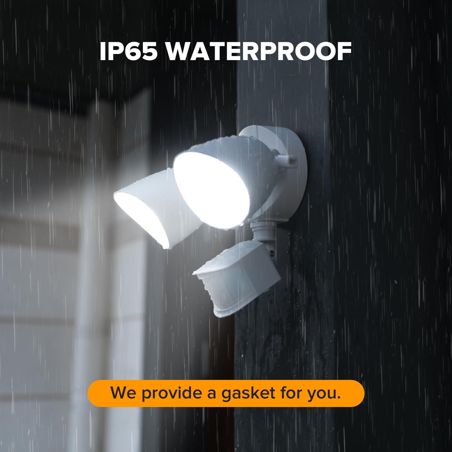 Lutec Dual-Head 32W Led Security Light - 2500 Lumen, 5000K Daylight, Ip54 Waterproof, Motion Sensor, White