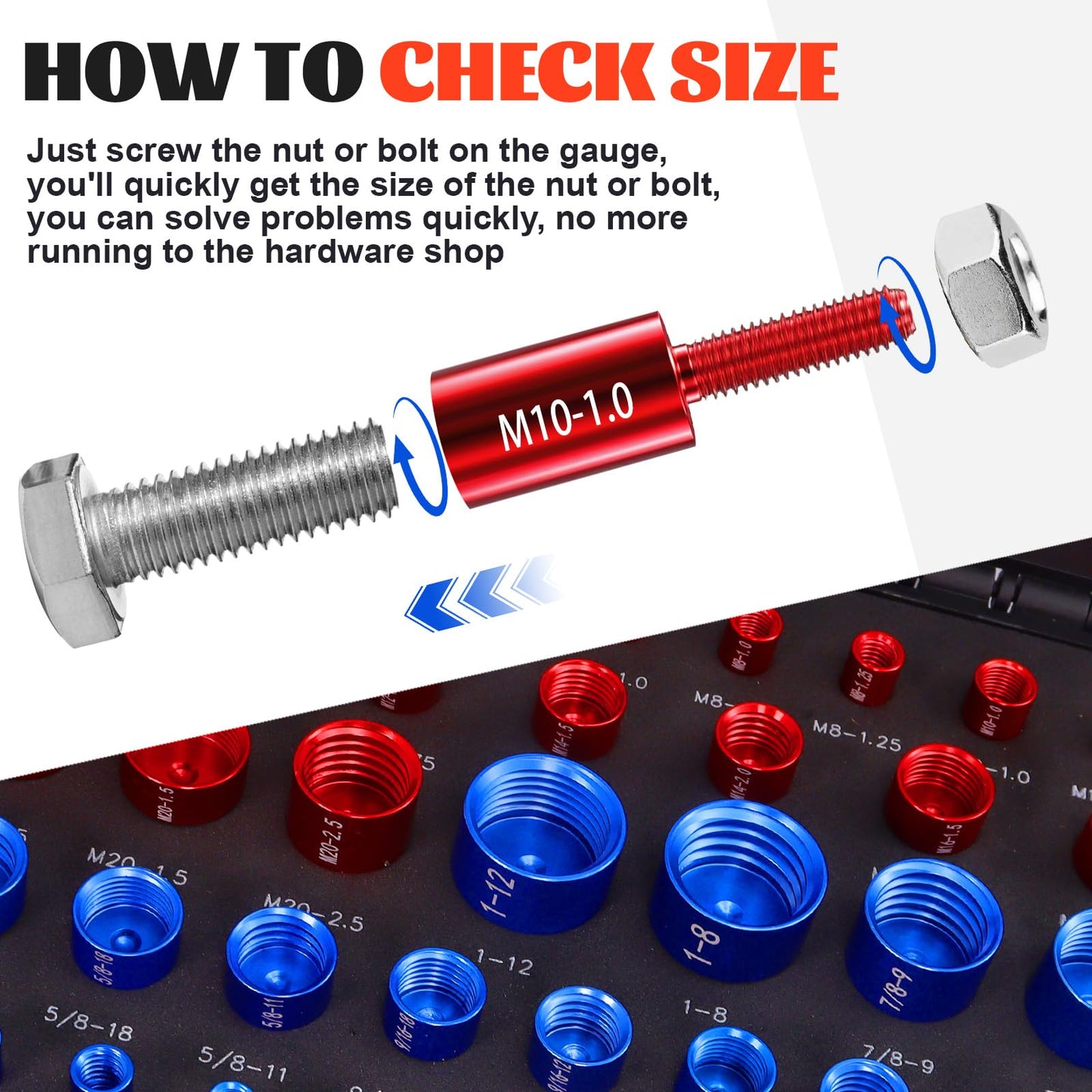 SBGGRL 50 Pcs Standard and Metric Nut Bolt Thread Checker Kit,Inch Size Gauges Finder Tool,Detachable Screw Identifier Thread Especially for Tread Fasteners Measuring