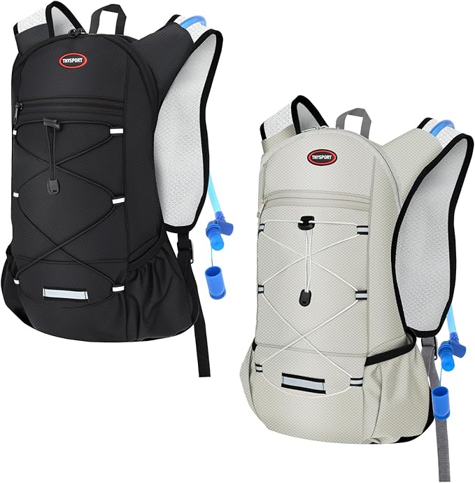 2 Pack Hydration Backpack Pack with 2L Hydration Bladders, TNYSPORT Lightweight Breathable Water Backpack with Multiple Po...