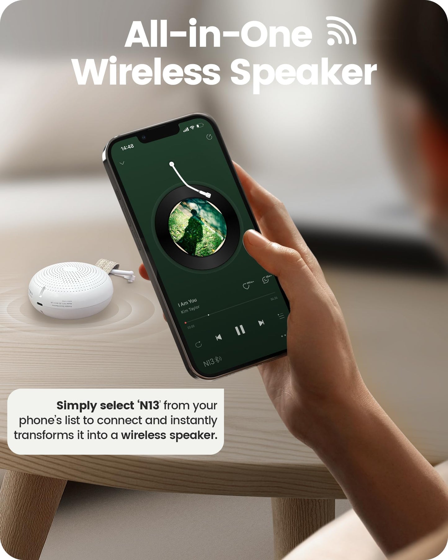Glocusent Portable Sound Machine for Baby Kids Adults - 62 Sounds & 5W Speaker White Noise Machine for Sleeping, 30-hr Lasting Rechargeable Sound Machine with 4 Timer, Suitable for Home Travel