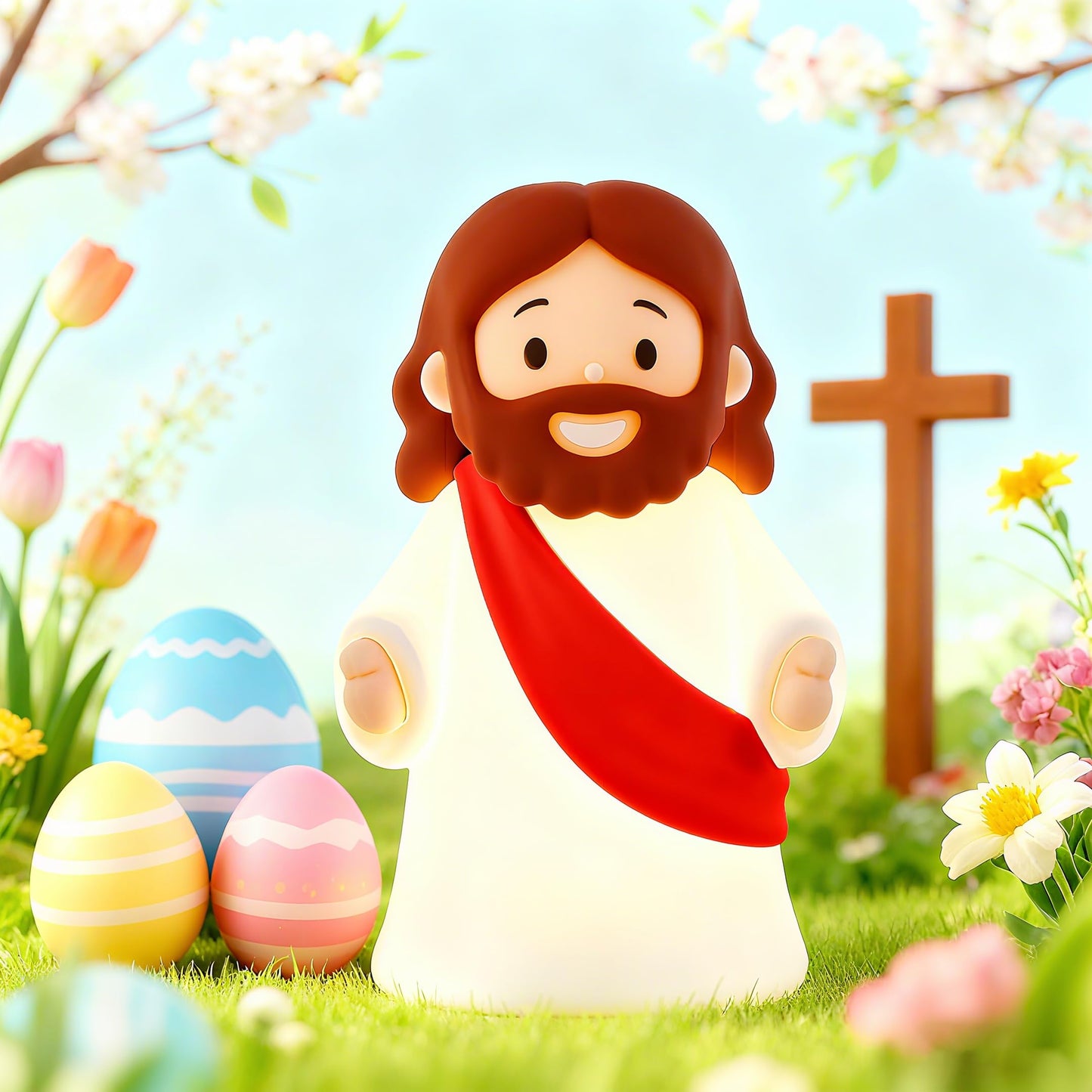Magical Jd Little Jesus Night Light Mini Jesus Silicone Lamp Dimmable Nursery Nightlight For Kids Rechargeable Bedside Touch Lamp Perfect For Christmas  Easter And Baptism Gifts (Red)