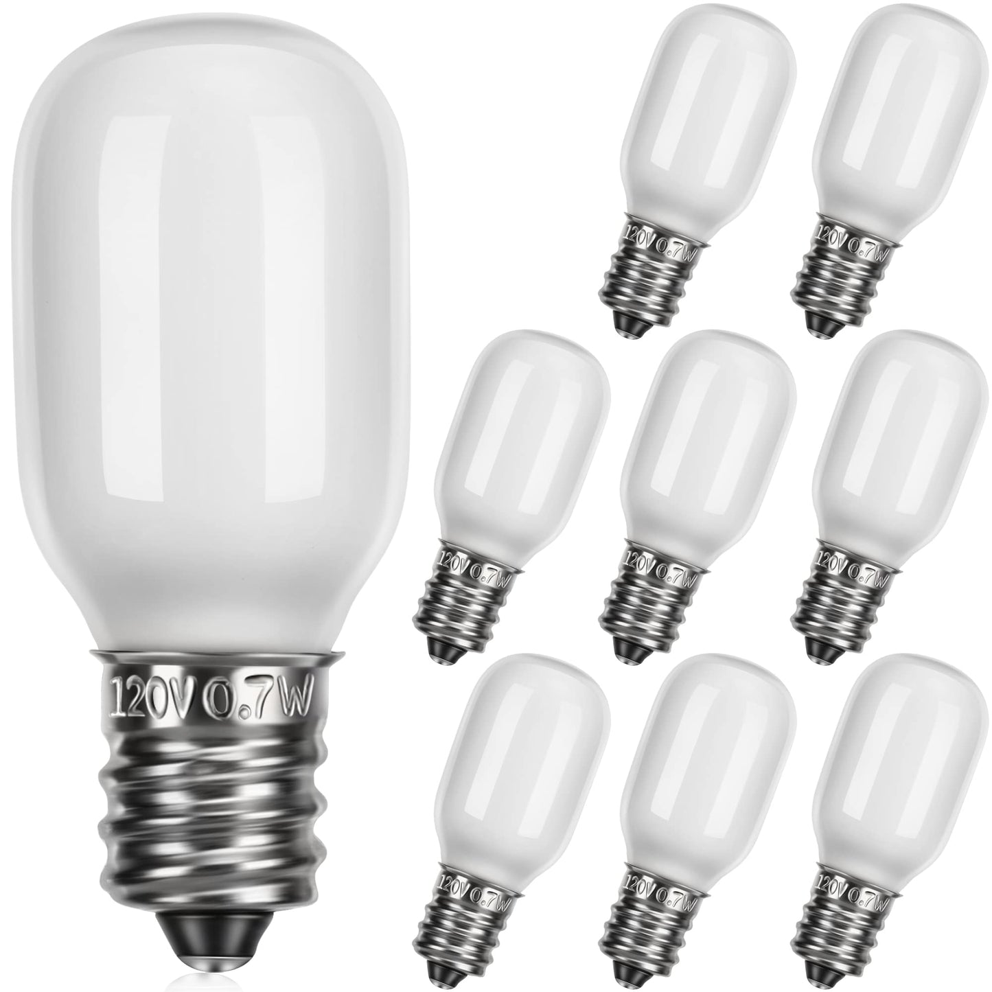 Meonum Christmas Village Replacement Light Bulbs  E12 Candelabra Base T20 Led Bulbs  0.7W 120V Replacement Light Accessories For Villages Houses  Christmas Tree  Halloween Pumpkin(9 Pieces)