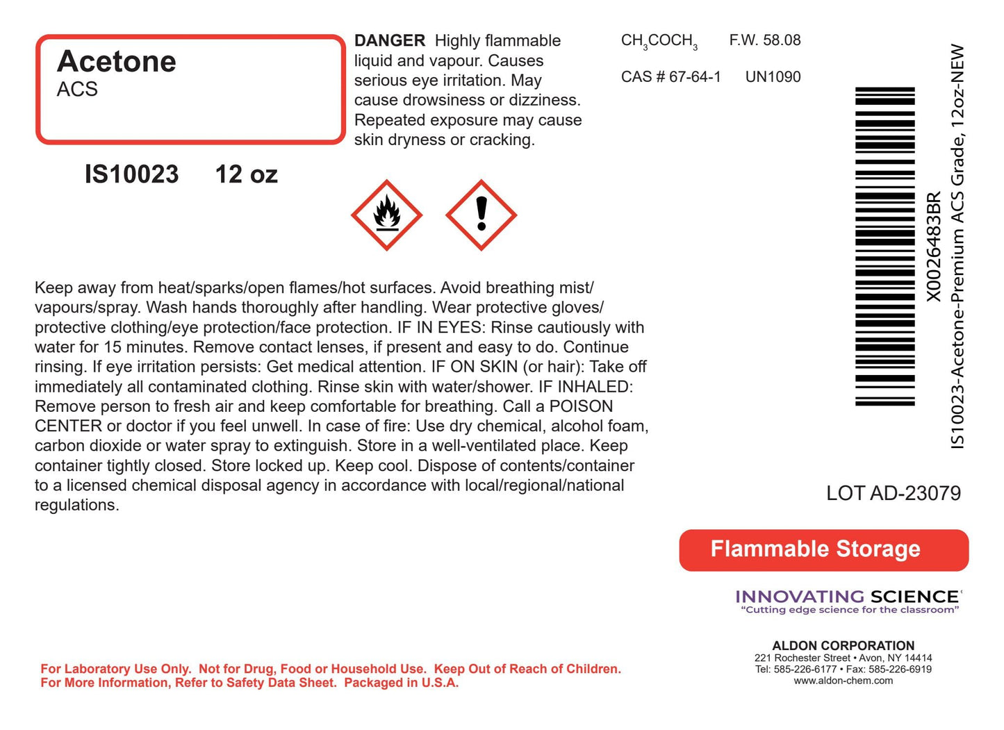 Anhydrous Acetone, 12oz - ACS Grade - 100% Acetone - Pure Acetone - The Curated Chemical Collection