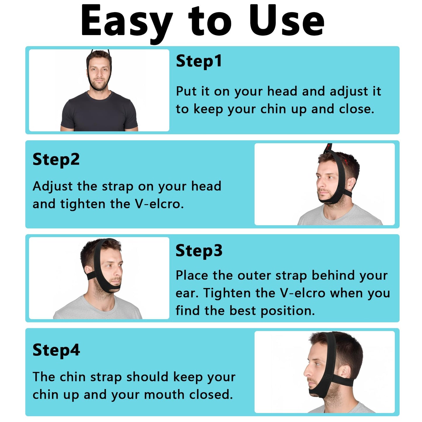 2 Pcs Chin Strap for Sleeping,Adjustable Anti Snoring Chin Strap to Keep Mouth Closed,Jaw Strap for Sleep for Men Women,with Two Pairs of Earplugs,Stops Snoring & Dry Mouth