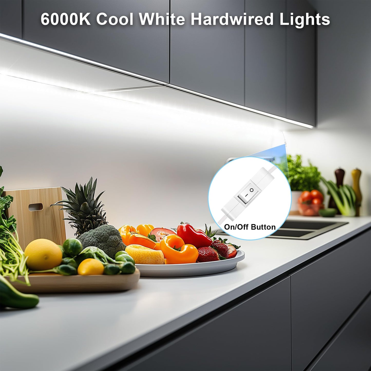 maylit Under Cabinet LED Strip Lighting 72in Cool White Hardwired PCB+LED