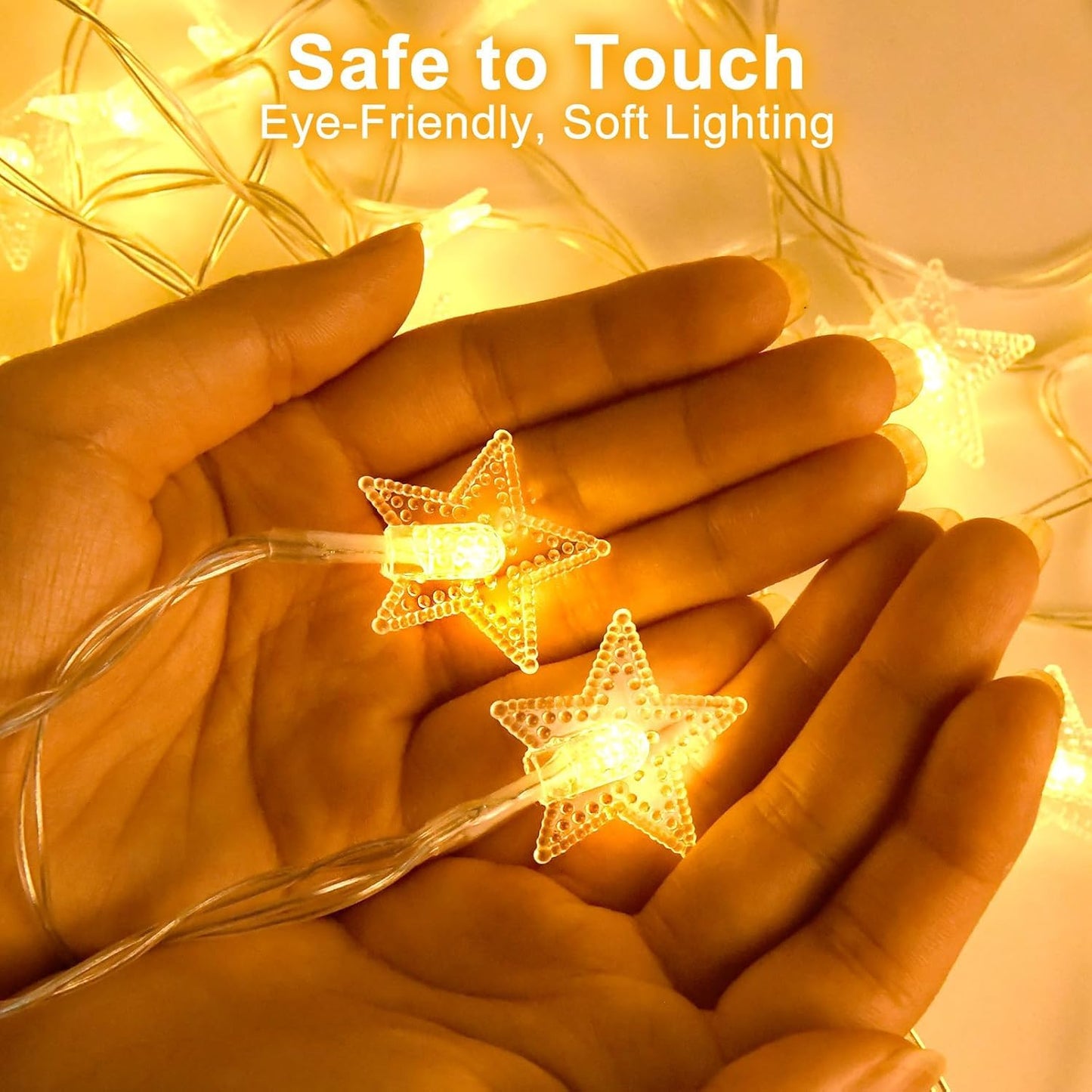Star String Lights Battery Operated 17Ft 40 Led Star Fairy String Lights  Battery Powered Christmas Lights For Indoor Outdoor Wedding Party Christmas Tree Ramadan Bedroom Patio Decoration Warm White