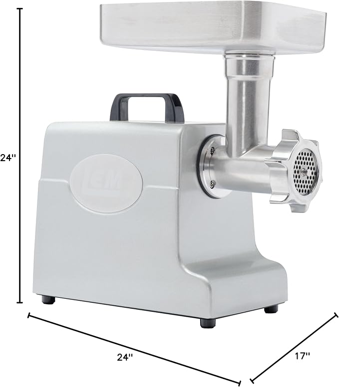 LEM Products MightyBite #8 Meat Grinder, 500 Watt Aluminum Electric Meat Grinder Machine, Ideal for Regular Use