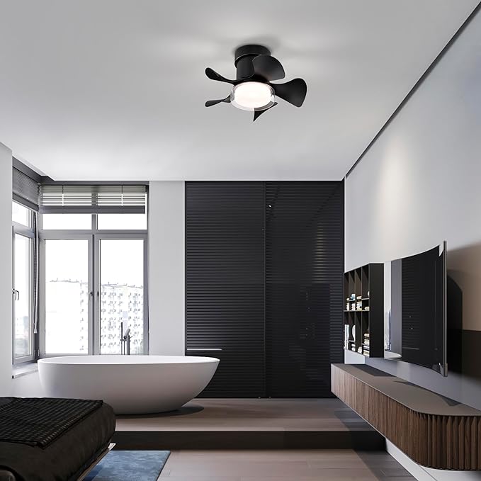 NicBex Ceiling Fan 21 Inch Stylish Design Ceiling Fan with 3 Color Lights Ceiling Fans with 5 Blades and Remote Control Ceiling Fan for Bedroom, Living Room, Matte Black