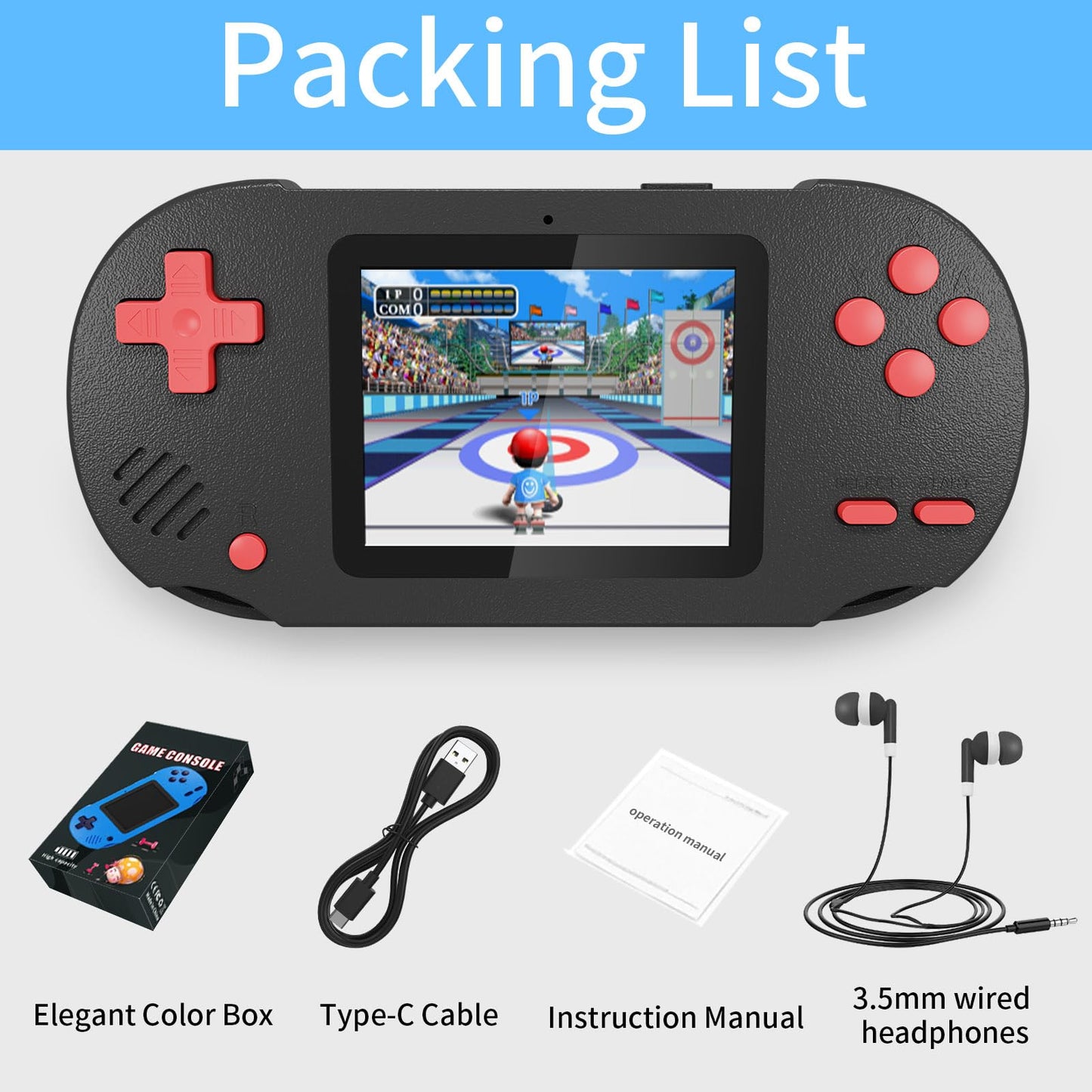 Damcoola Handheld Game Console for Kids, Built-in 300 Games, Including 137 Classic 16-bit Titles. Features a 3.0-inch Large Screen. A for Kids who Love Retro Gaming Fun!
