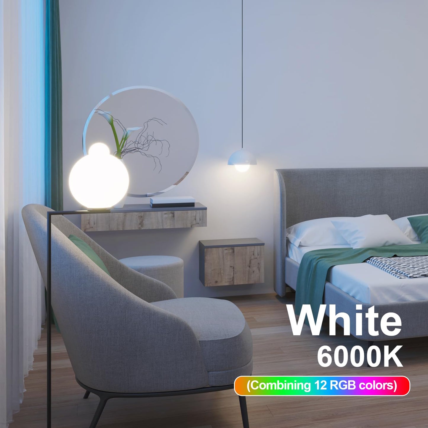 XRise E12 LED Bulb 2.5W Dimmable RGB+White, 25W Halogen Equivalent, 6000K, 250LM, Remote Control, 5 Pack