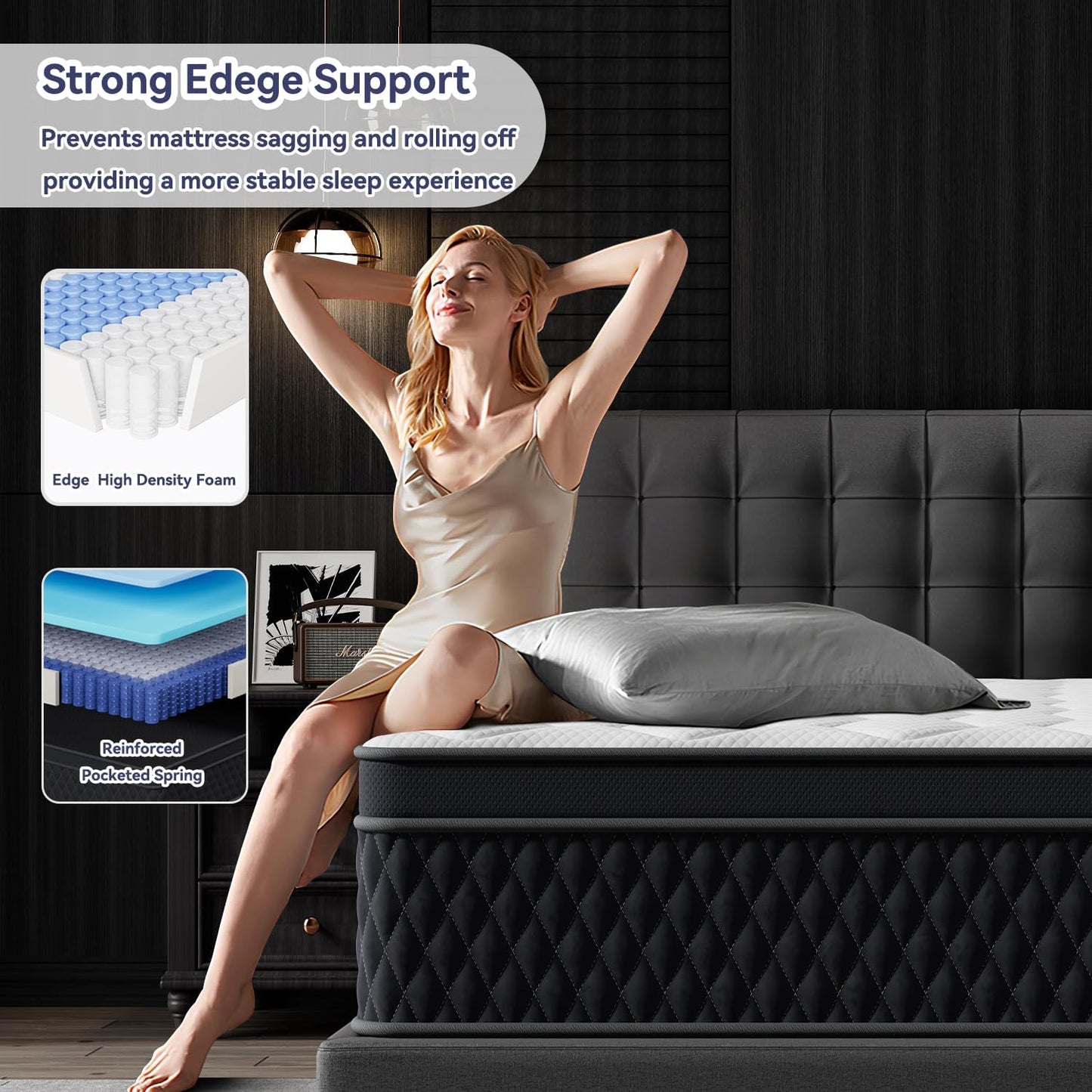 Queen Mattress,10 Inch Hybrid Memory Foam Mattresses in a Box, Individually Wrapped Pocket Coils Mattress for Isolate Motion ,Pressure Relief, CertiPUR-US Certified, Fiberglass Free &Support Comfort