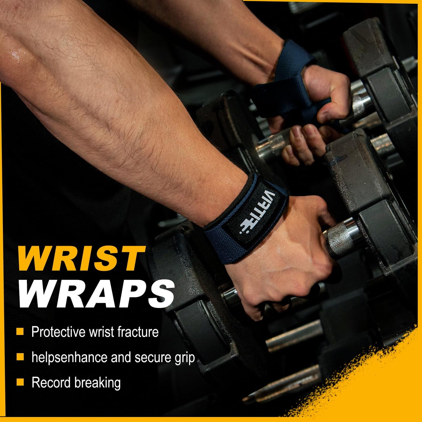 FITFIV Lifting Straps for Weightlifting, Lifting Wrist Straps for Gym Strength Training, Neoprene-padded Wrist Cushion - Men & Women