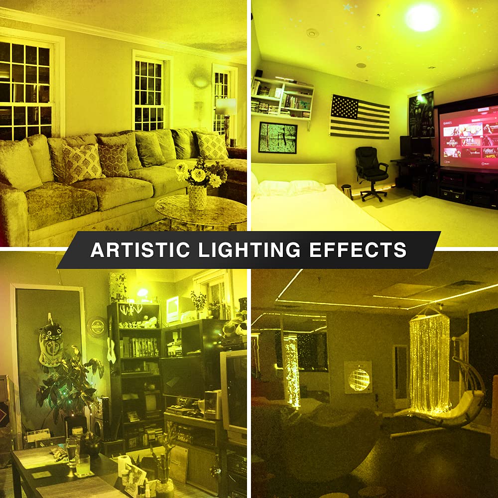 Bluex Bulbs Led A19 Yellow Light Bulb 9W (60W Equivalent) - 2 Pack, E26 Base For Home & Holiday Lighting, Decorative Illumination