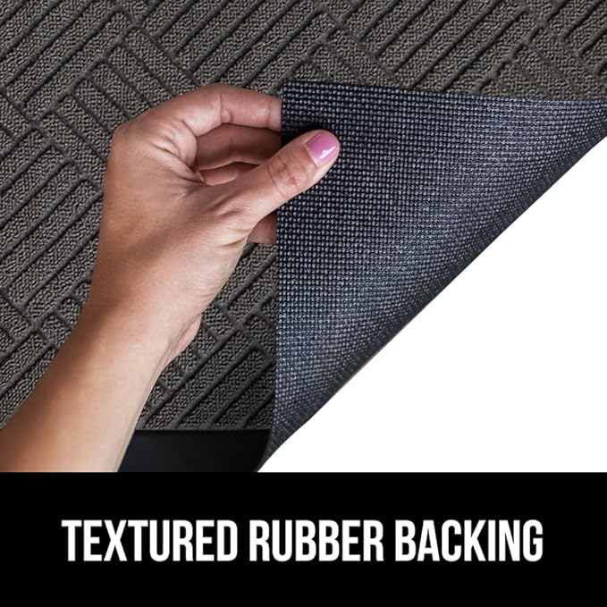 GORILLA GRIP 100% Waterproof All-Season WeatherMax Doormat, Durable Natural Rubber, Stain and Fade Resistant, Low Profile, Indoor Outdoor Door Mats, Easy Clean Patio Entrance Mat, 17x29, Gray Diamond