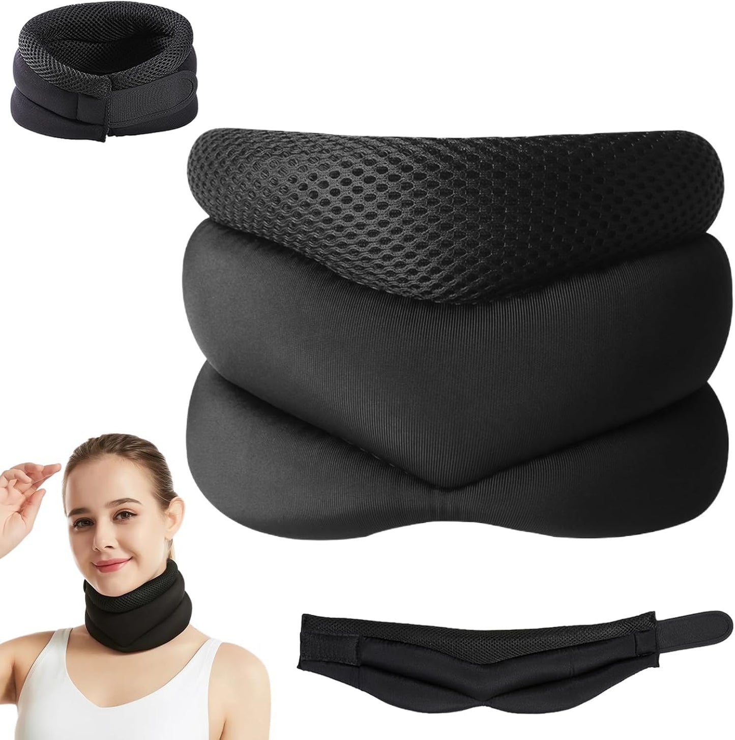 Oprtuisi Anti-Snoring Neck Support, Adjustable Soft Foam Neck Brace, Ergonomic Design for Sleep, Men & Women
