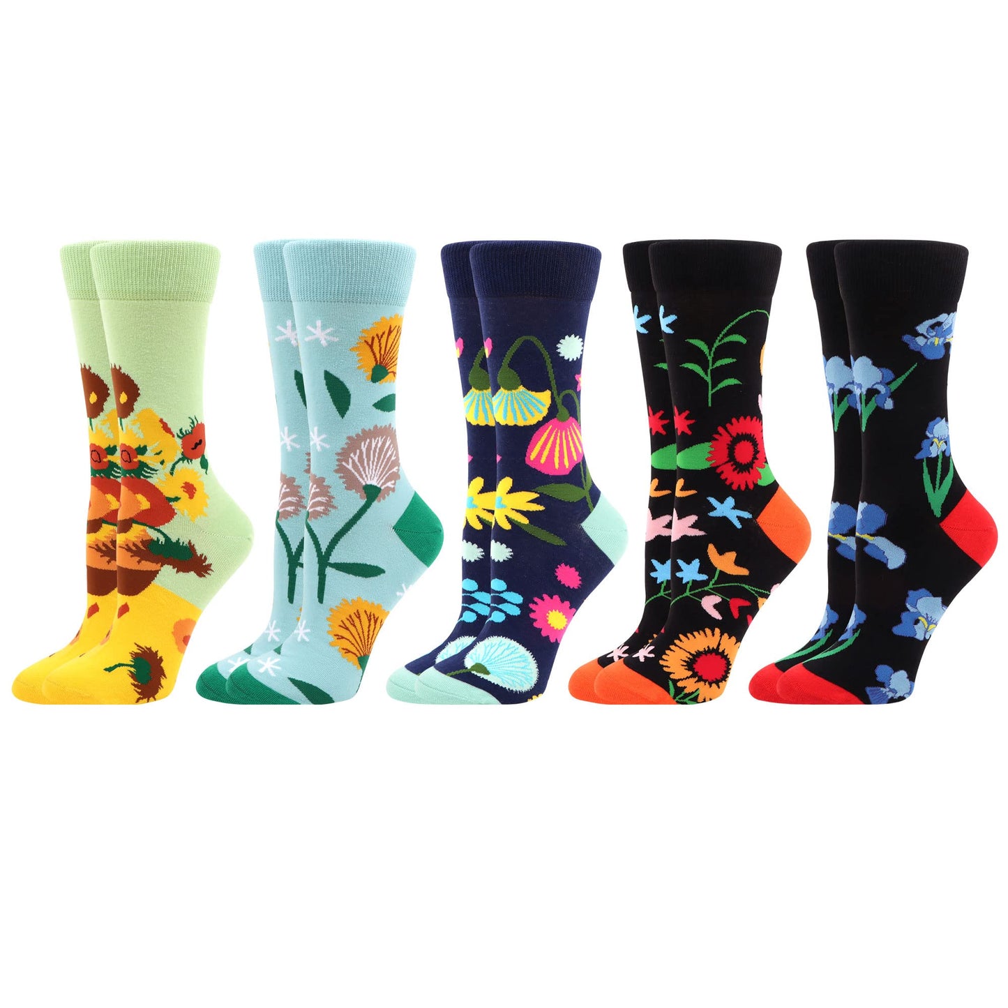 WeciBor Womens Colorful Funny Rainbow Striped Seamless Socks 5 Pack Mom Gift 8-12