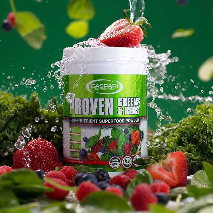 Gaspari Nutrition Greens and Reds: Organic Superfood Powder, Immune Support, Probiotics and Fiber, Vegan and Non-GMO (30 Servings, Natural Fruity)