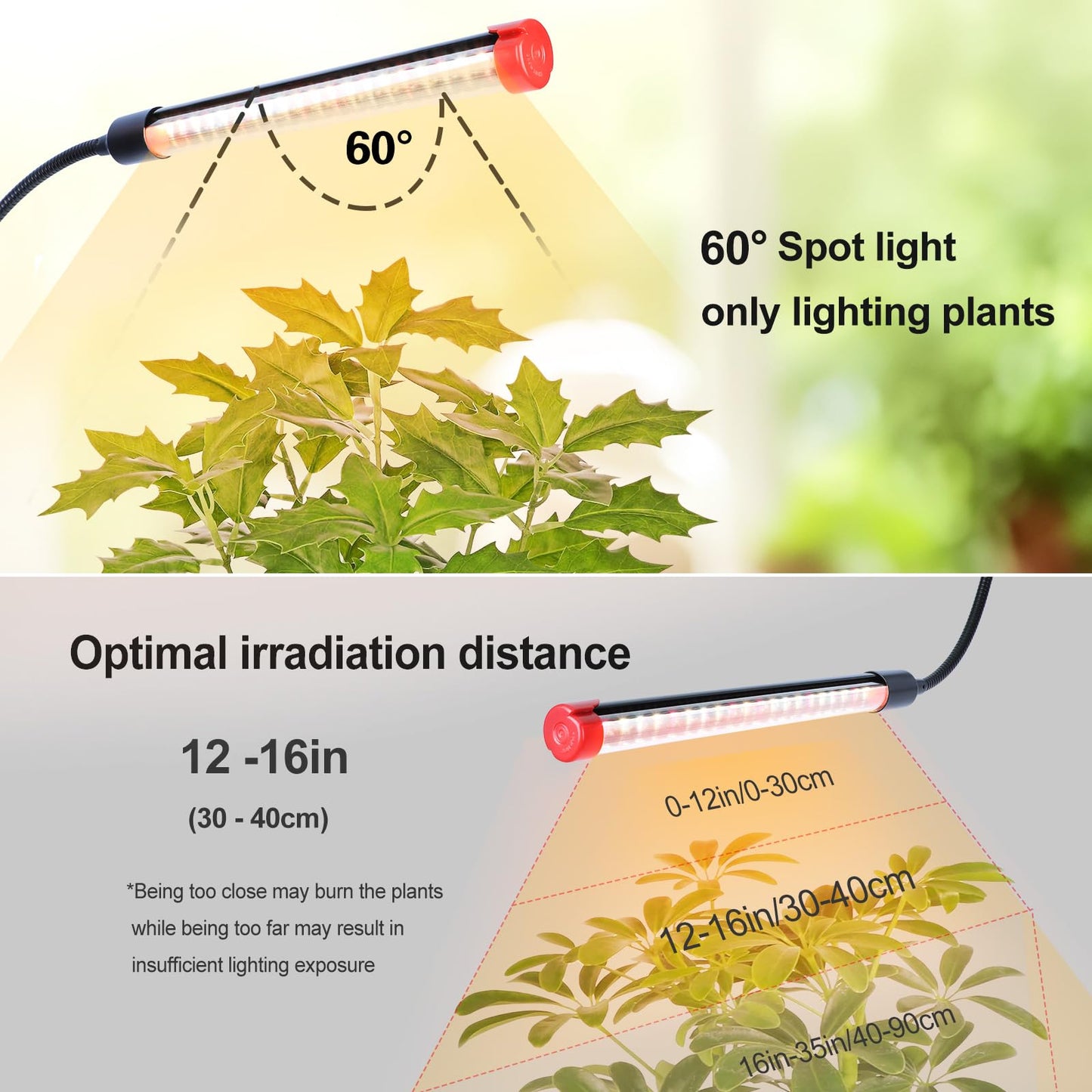 FRGROW 6-Head Grow Lights for Indoor Plants, 54W Full Spectrum, Auto Timer, Tripod Stand, Black, Model ZH_GL_RH