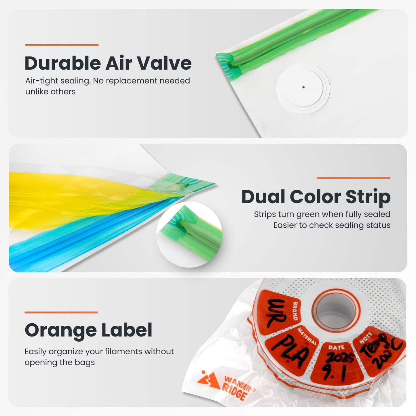 3D Printer Filament Storage Bags Vacuum Storage Bags Kit 3D Printer Accessories with 20 Storage Bags (13x15 inches), 20 Desiccants, Auto Pump, 2 Sealing Clips, Dust Proof, Humidity Resistant