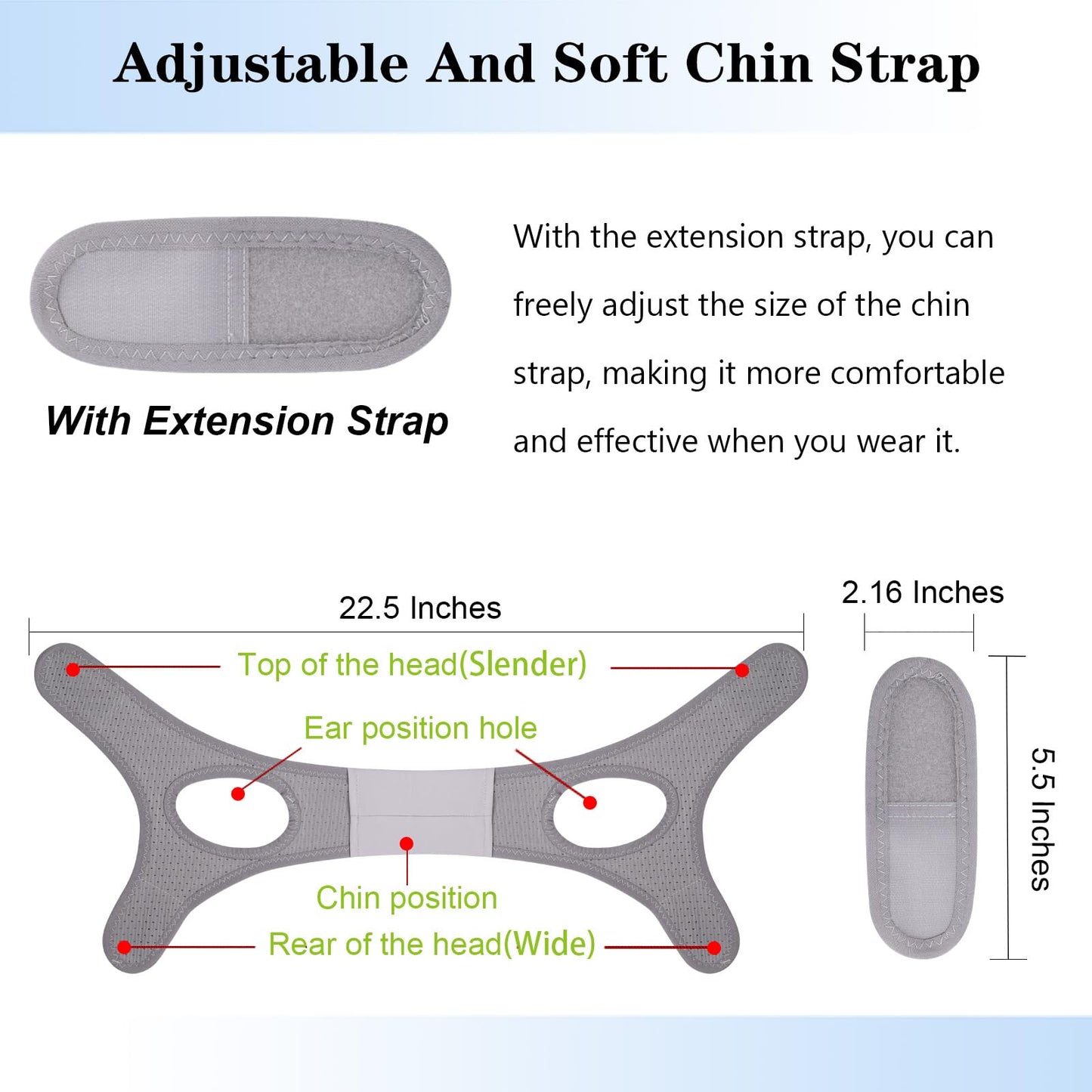 Forzacx Anti Snoring Chin Strap - Light Breathable Cpap Chin Strap Snoring Solution, Comfortable Chin Portion Widen Softer, Efficient Reduce Snoring, Adjustabl Sleep Chin Strap for Men Women - Grey