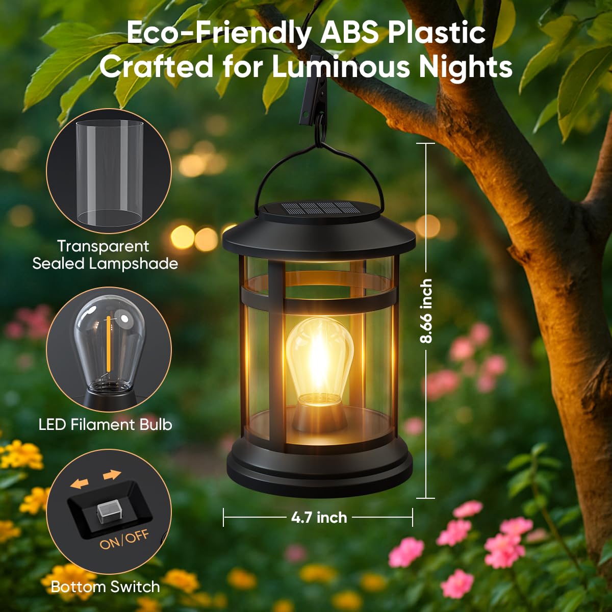 Nfever Solar Lanterns Outdoor Waterproof: 6 Pack Hanging Solar Lights For Outside Patio Porch Garden Tabletop Decor - Bright Led Warm White Solar Powered Lighting - 2025 Gardening Lovers Mom Gifts