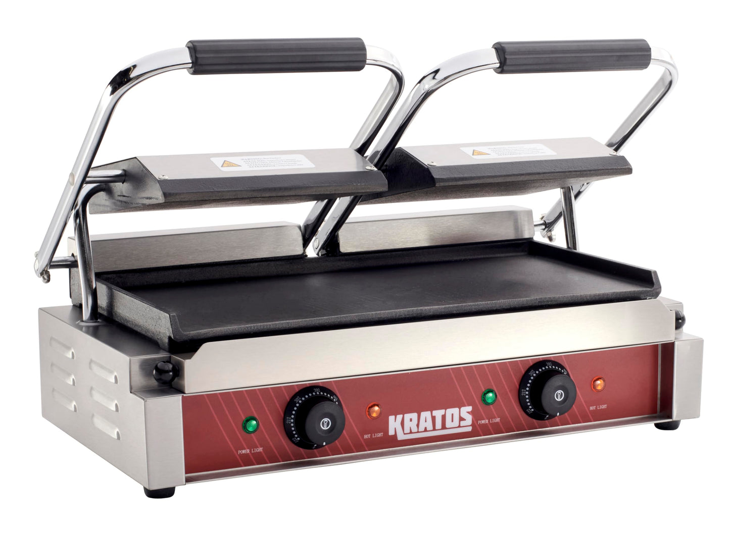Kratos Commercial Electric Panini Sandwich Grill with Smooth Plates, 18.7"x9" Cooking Surface, Commercial Countertop Panini Press, 120V, 3500W (29Y-024)