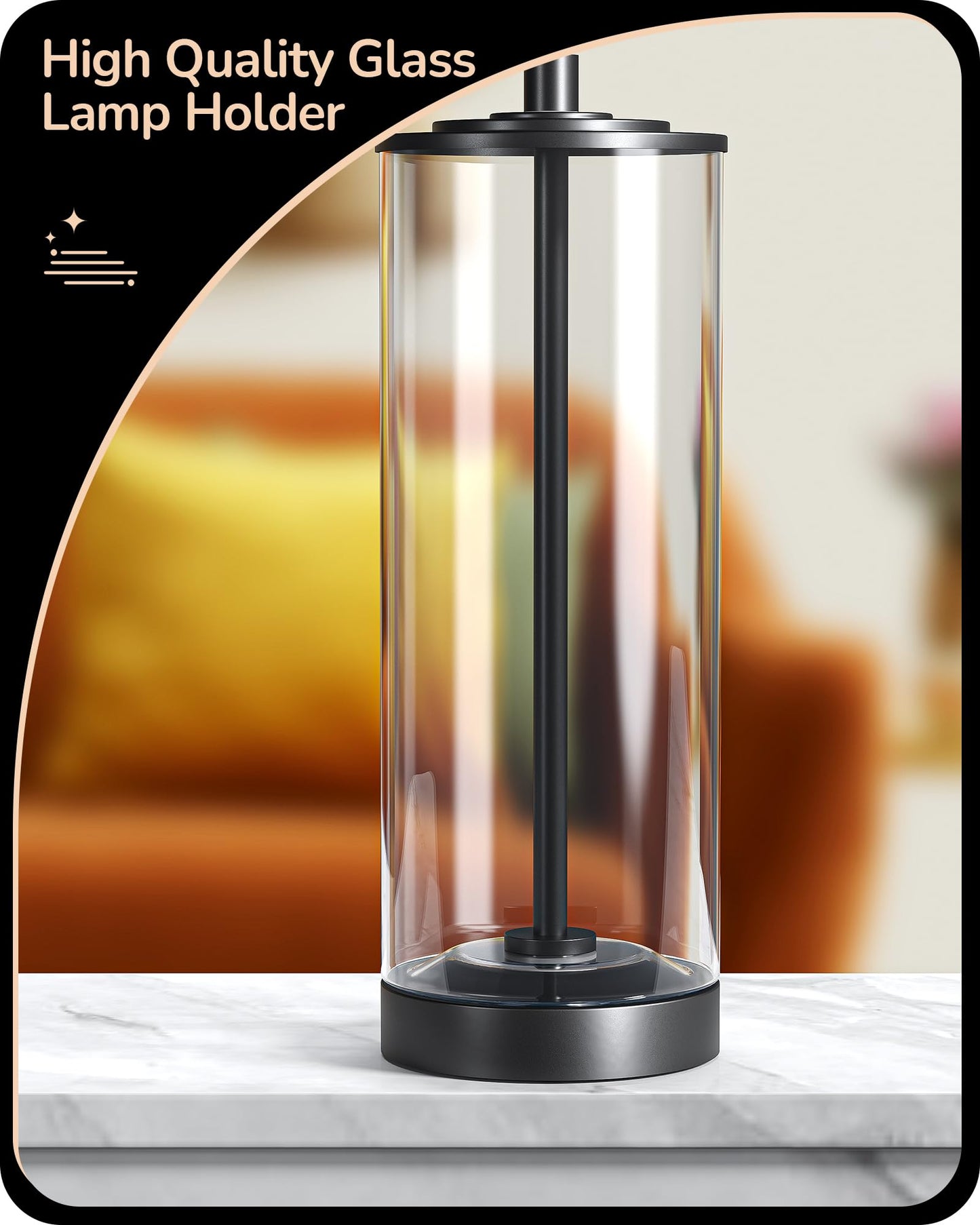 Edishine 23.6 Glass Table Lamp Set Of 2  Diy Refillable Bedside Lamp With Linen Lampshade & Rotary Switch  E26 Base  Nightstand Light For Living Room  Bedroom  Office