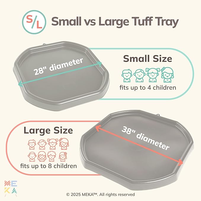 MEKA Tuff Tray for Sensory Play, Sensory Tray for Kids, Toddler Water Table, Tuff Spot Sensory Bin for Toddlers (Grey, Small (28" x 28"))