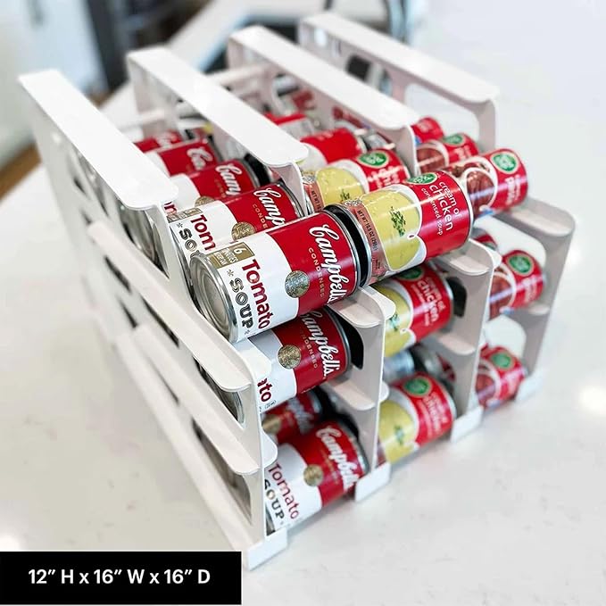 FIFO Can Tracker 3-Pack - 3-Tier Rotating Food Can Organizer for Pantry, Expandable Soda Can Storage for Kitchen, Holds 54 Cans of Food or Soda