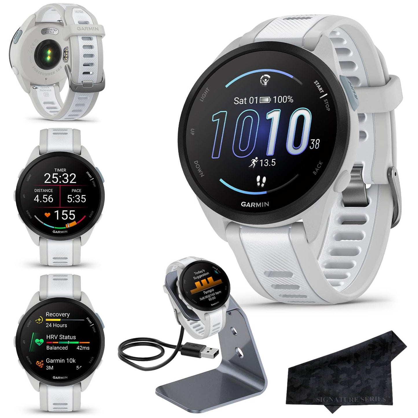 Garmin Forerunner 165 Gps Running Smartwatch, Mist Gray/Whitestone, Advanced Health - Fitness Insights, Sleep Coach, Training Pl