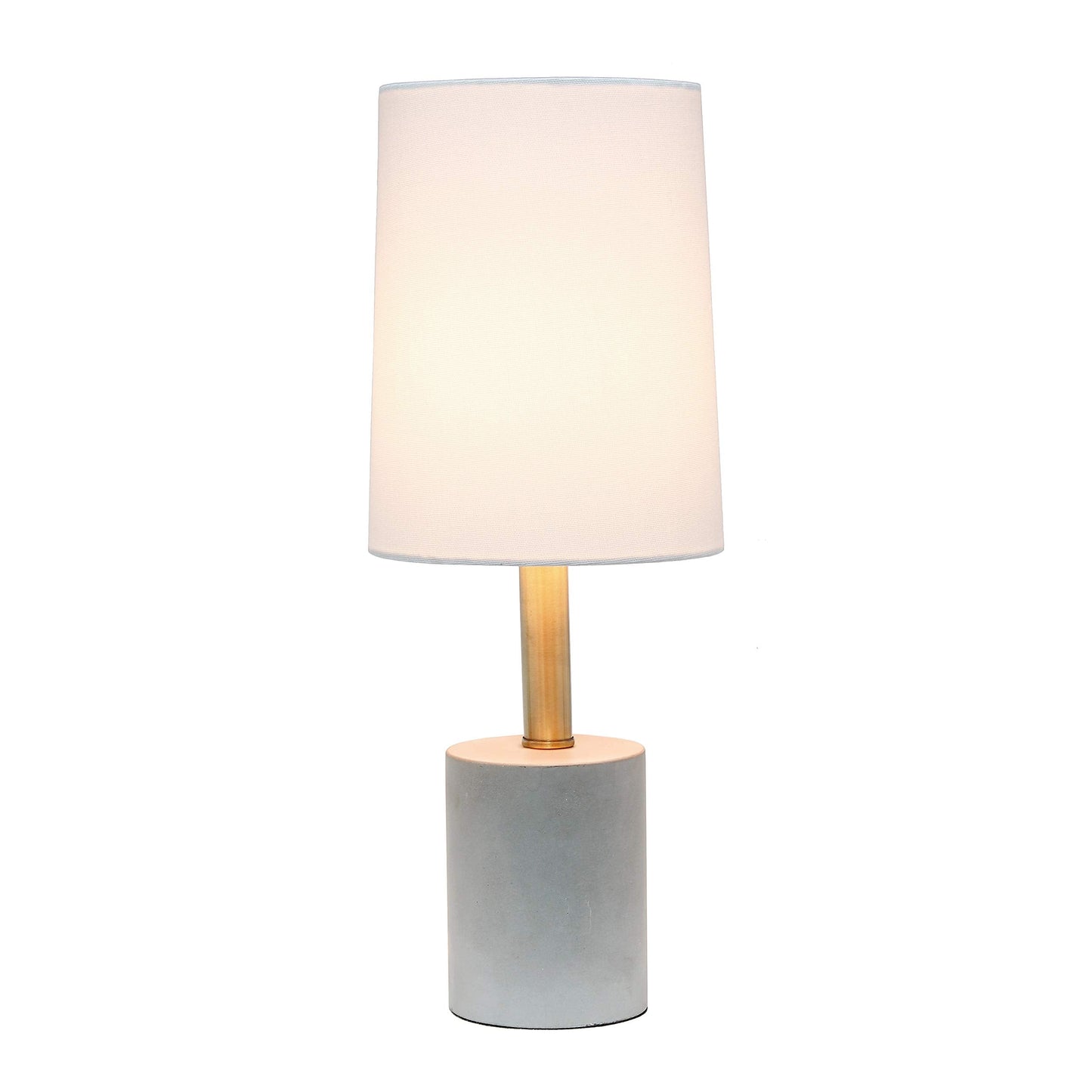Elegant Designs Cement Table Lamp LT3314-WHT with Antique Brass Detail, White