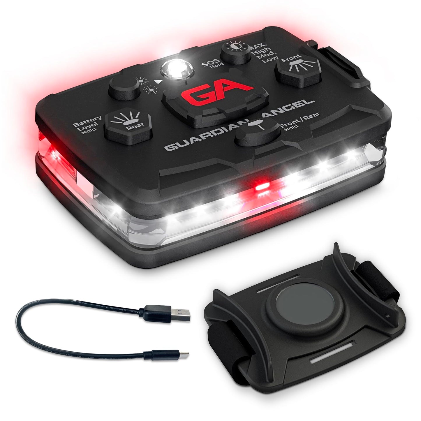 Guardian Angel Safety Light - high-standard Series Beacon Device, Rechargeable, Magnetic, White/Red, Hands-Free Wearable & Mountable Led For First Responders