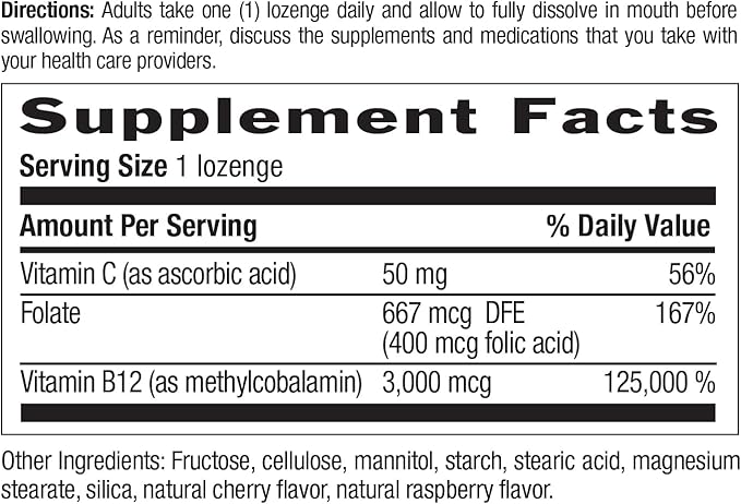 Country Life Methyl B-12 3000 mcg Lozenges, Vegan, Methylcobalamin for Energy and, Easily Absorbed, B12 Vitamin, Supports Energy Levels, Stamina & Metabolism, 120 Count