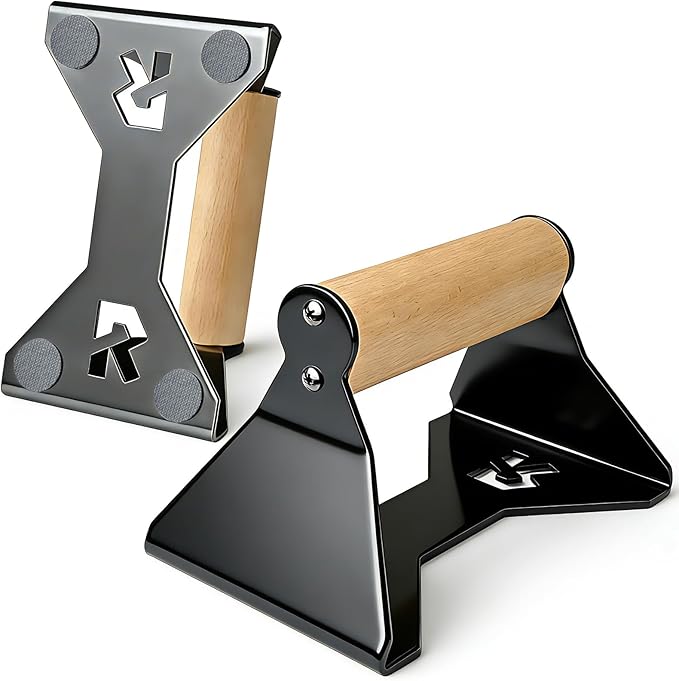 Rocalt Parallettes Push Up Handles - Push Up Board with Ergonomic Wooden Handles & Heavy-Duty Steel, Strength Training Pus...