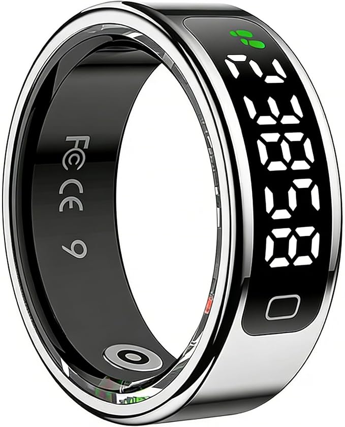 Smart Ring for Women Men, Health Fitness Tracker with Touchscreen Display, Heart Rate/Blood Oxygen/Sleep Monitor, Activity...
