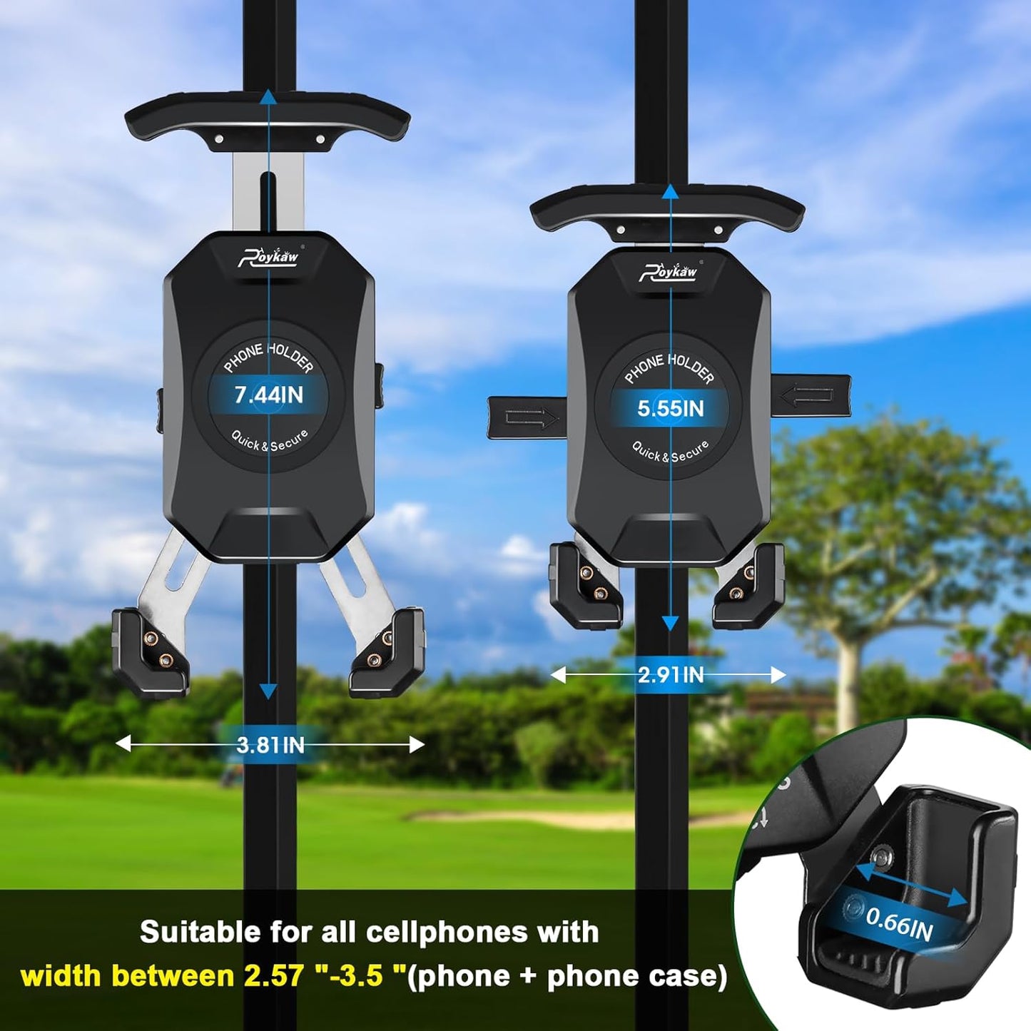 Roykaw Golf Cart Magnetic Phone Holder Mount Compatible with EZGO/Club Car/Yamaha, Compatible with iPhone/Galaxy/Google Pixel, Ultra Strength Magnet/360° Rotatable/One-Handed Pick & Place