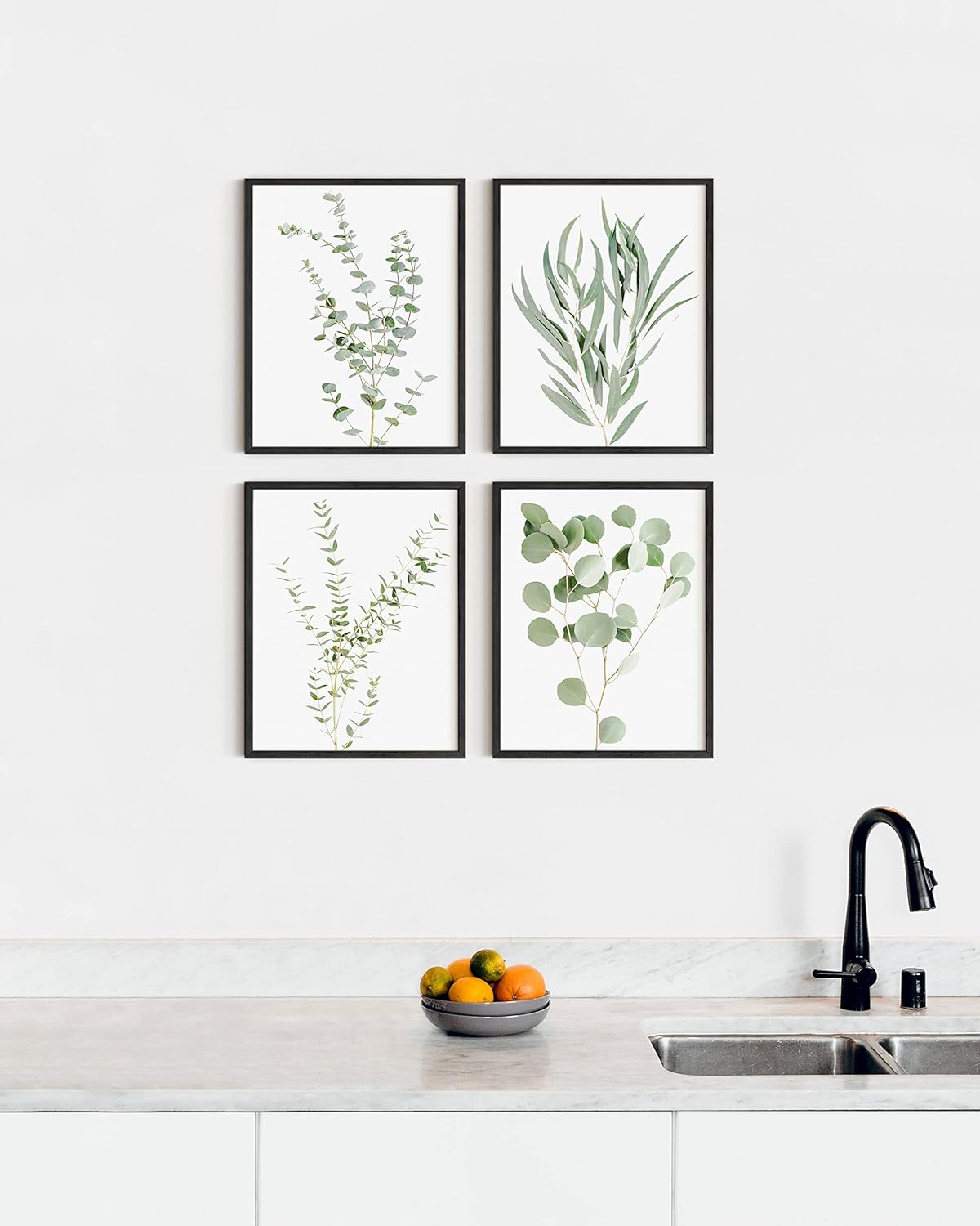 HAUS AND HUES Botanical Plant Wall Art Prints - Set of 4 Plant Wall Decor Prints Floral Kitchen Flower Leaves Wall Art Boho Leaf Eucalyptus (11x14, UNFRAMED)