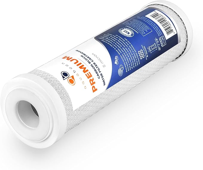Aquaboon 5 Micron Water Filter 10 x 2.5 - Premium Carbon Block Water Filter - Carbon Water Filter Cartridges - Whole House Water Filter Cartridge Replacement Compatible with FXWTC, WFPFC8002, 1 Pack