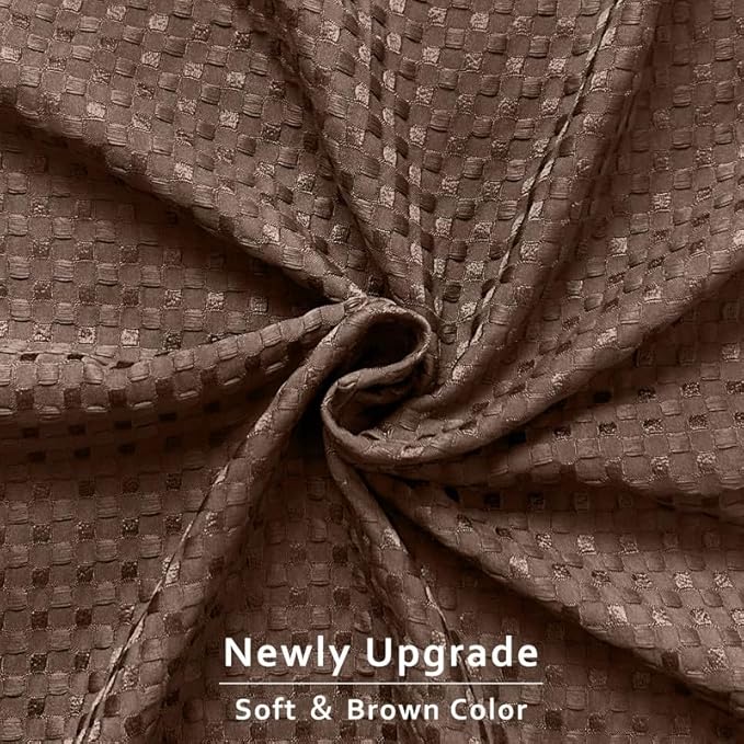 MIYE Pleated Waffle Weave Bed Skirt, Tailored Dust Ruffle 18 Inch Drop Easy Fit, Machine Washable (Brown, Twin - 18" Drop)