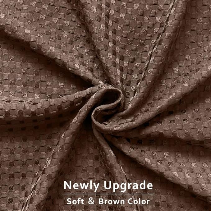 MIYE Pleated Waffle Weave Bed Skirt, Tailored Dust Ruffle 18 Inch Drop Easy Fit, Machine Washable (Brown, Full - 18" Drop)