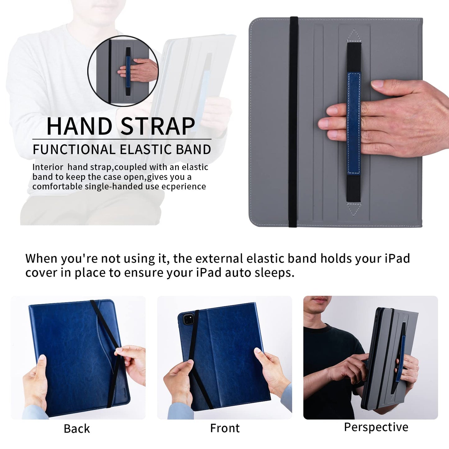 Ipad Pro 12.9 5Th Generation Case With Pencil Holder And Pocket, Multiple Angles Viewing Flip Folio Protective Cover Auto Sleep/
