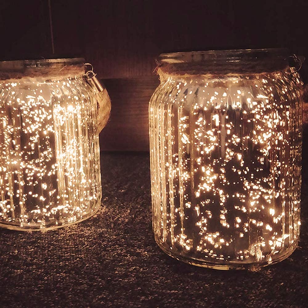 Afirst Hanging Solar Lanterns, 20 LED Waterproof Lights for Outdoor Decor, Warm Light, 2 Pack